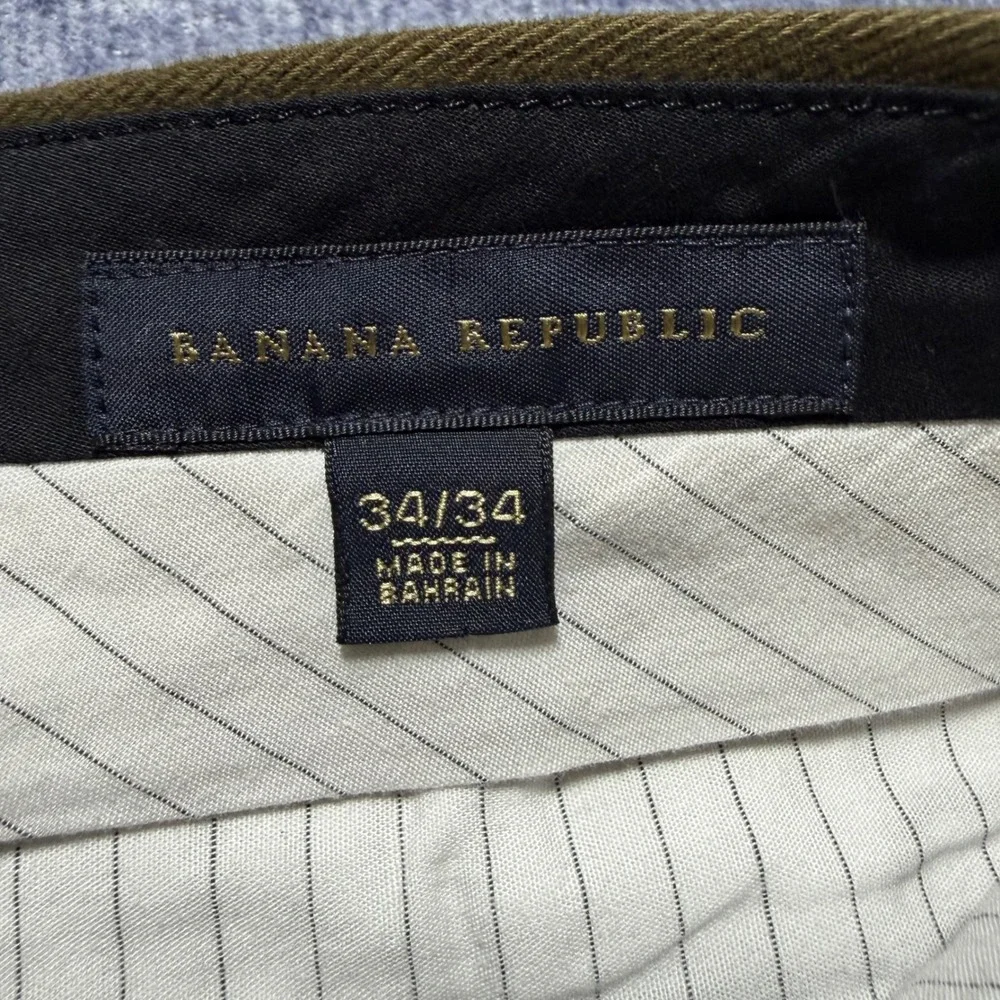 Banana Republic Mens Brown Flat Front Chino Pants 34x33 Straight Leg Slacks